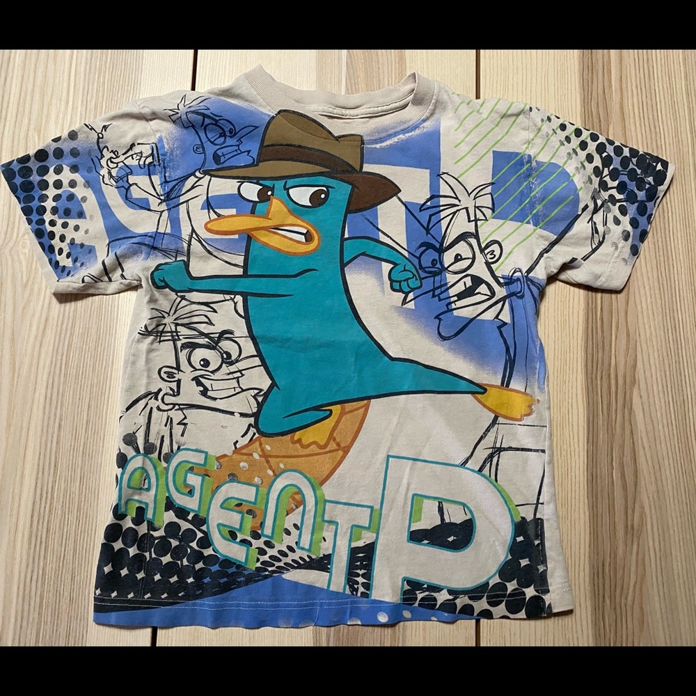 🛑SOLD 🛑Disney Phineas and Ferb Perry All Over Print Yth L